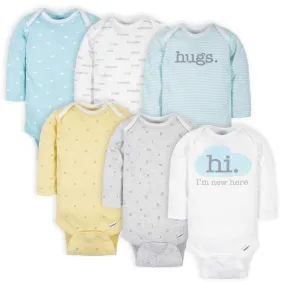 6-Pack Baby Neutral Words Long Sleeve Onesies Bodysuits