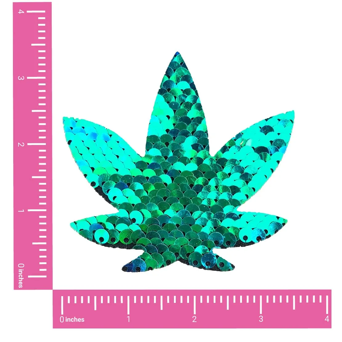 Ariel Green to Black Flip Sequin Dope AF Weed Leaf Nipple Cover Pasties