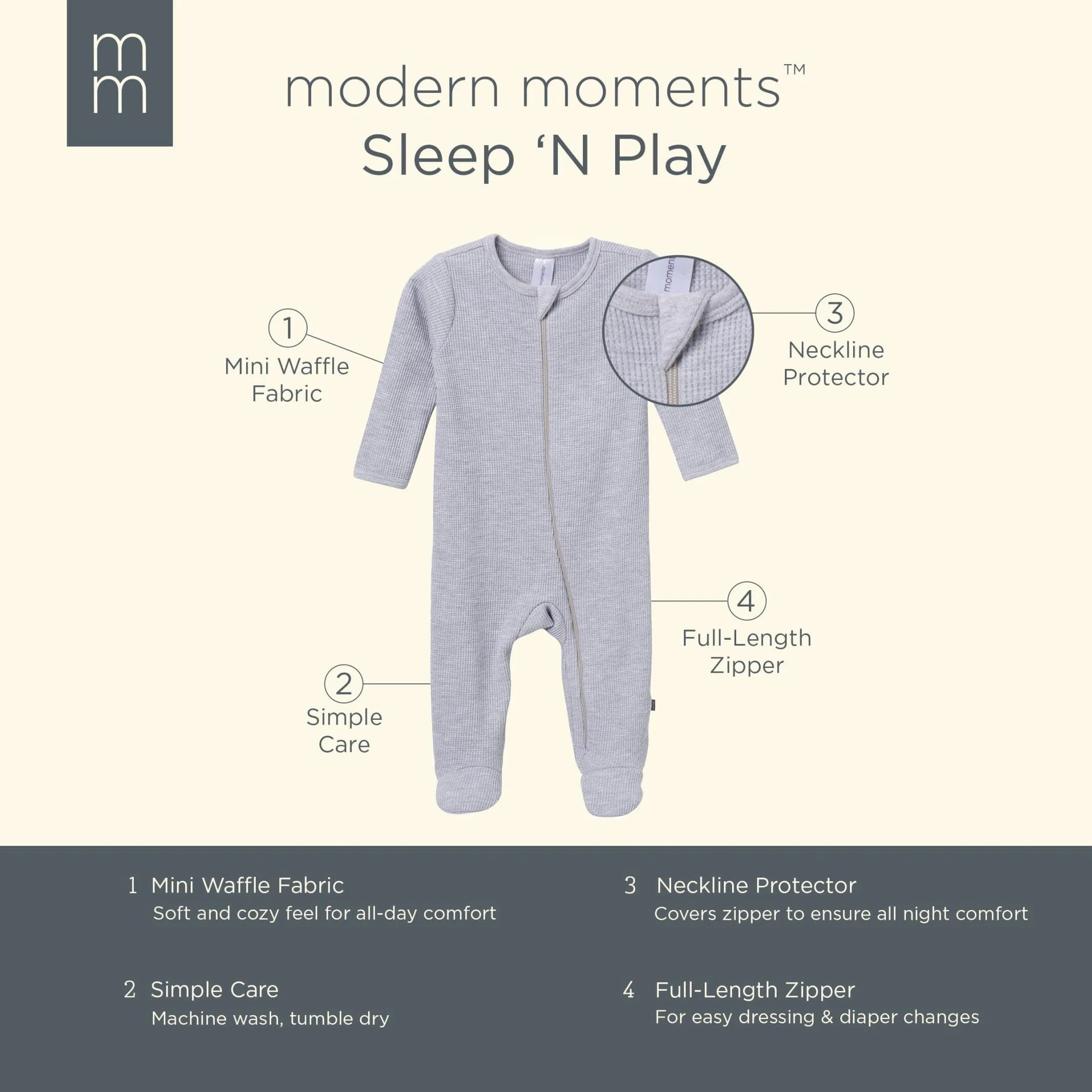 Baby Neutral Grey Heather Waffle Sleep 'N Play