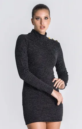 Black Constellation Turtleneck Dress