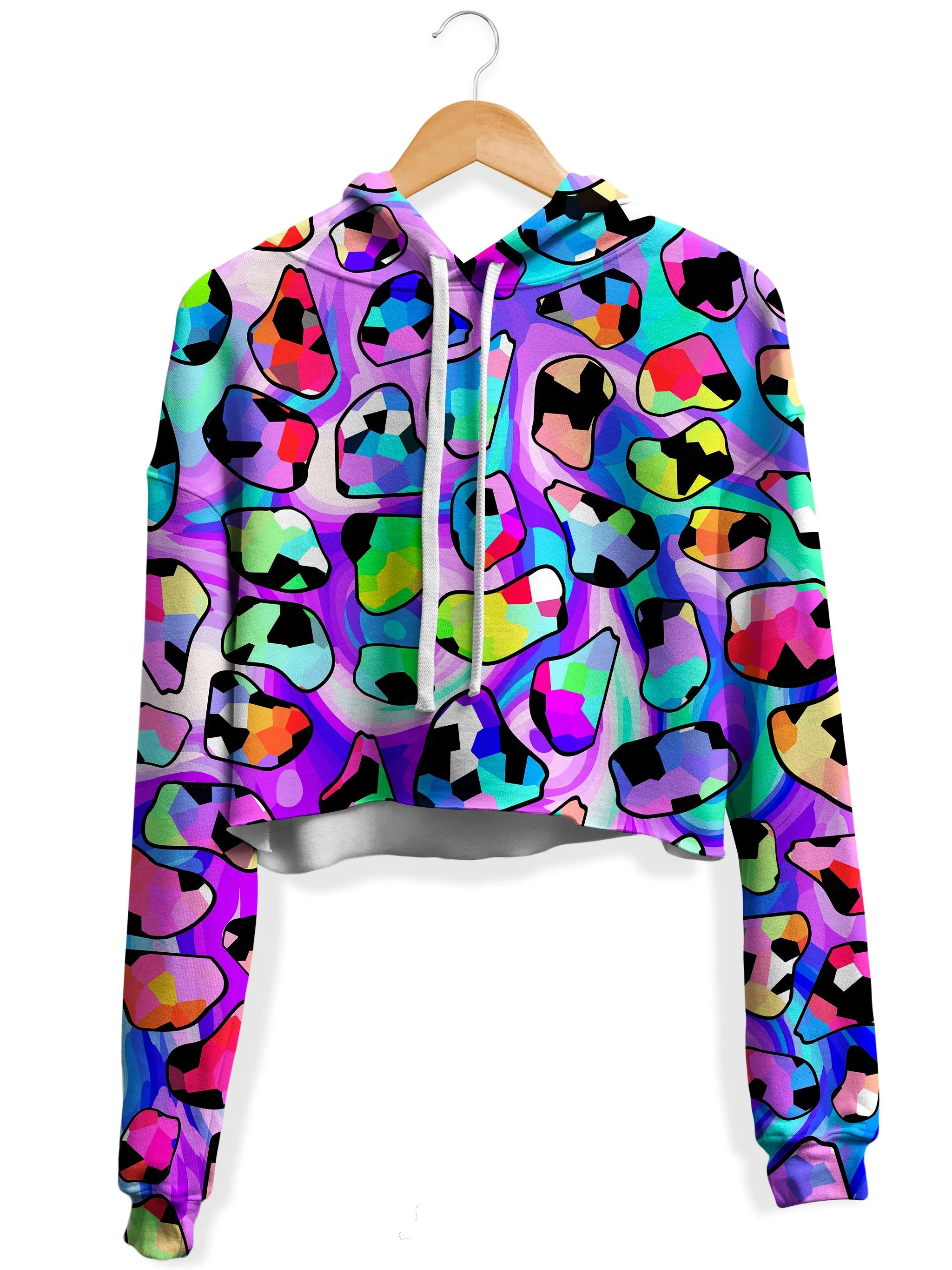 Candy Giraffe Fleece Crop Hoodie