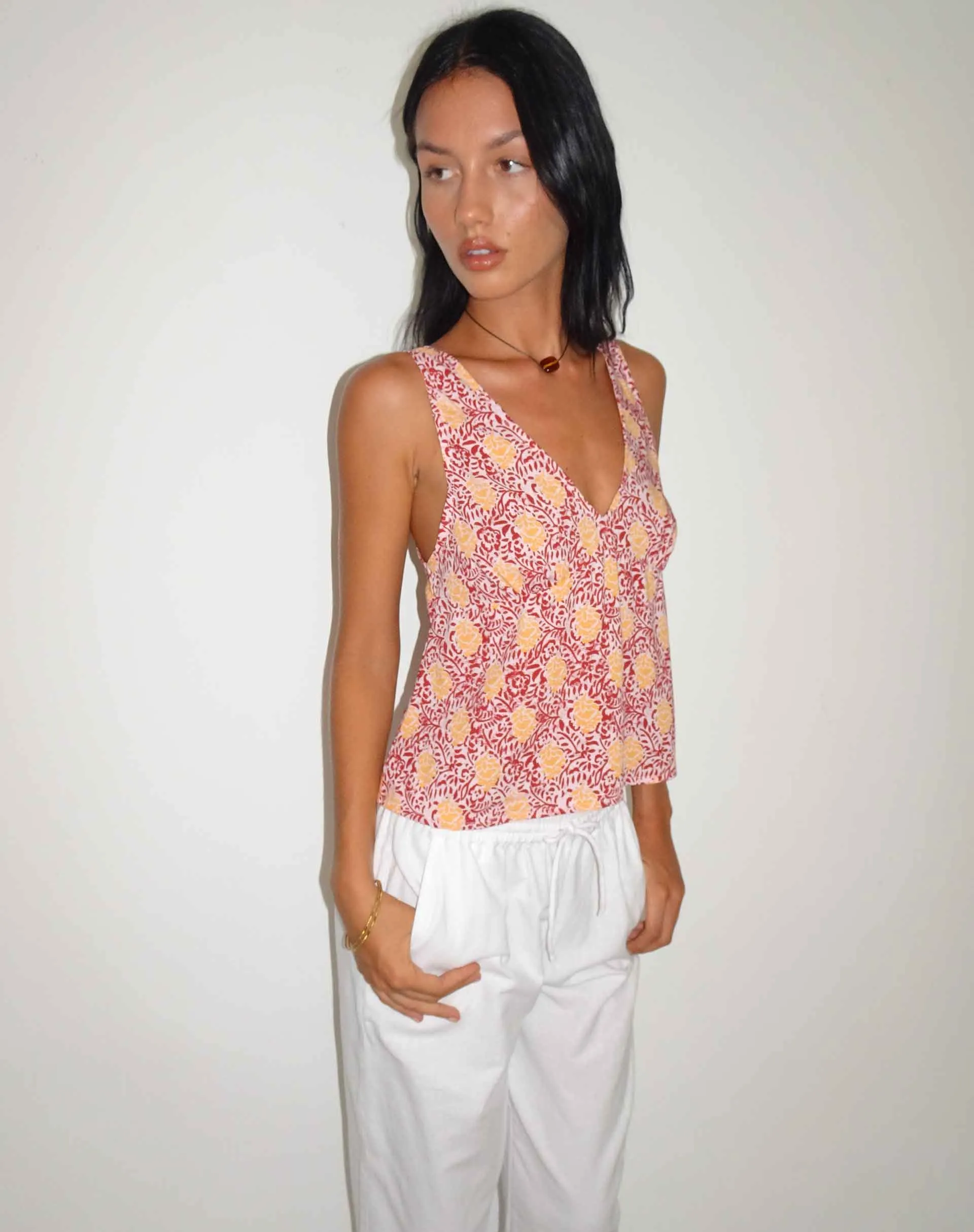 Cantika Top in Bohemian Batik Maroon Peach