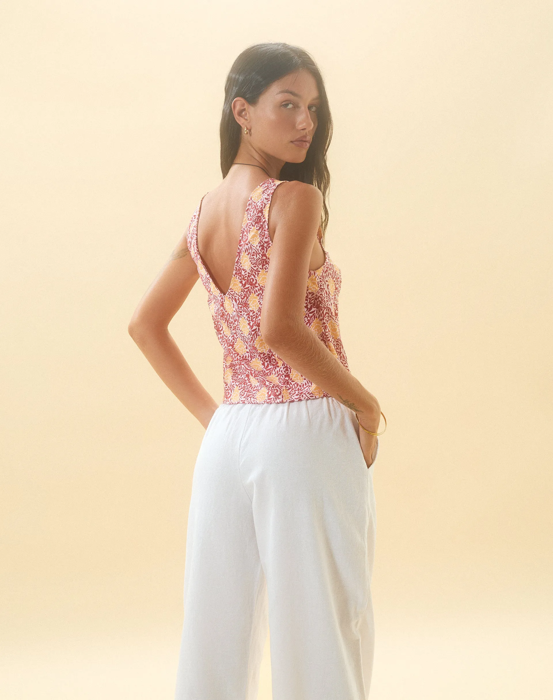 Cantika Top in Bohemian Batik Maroon Peach