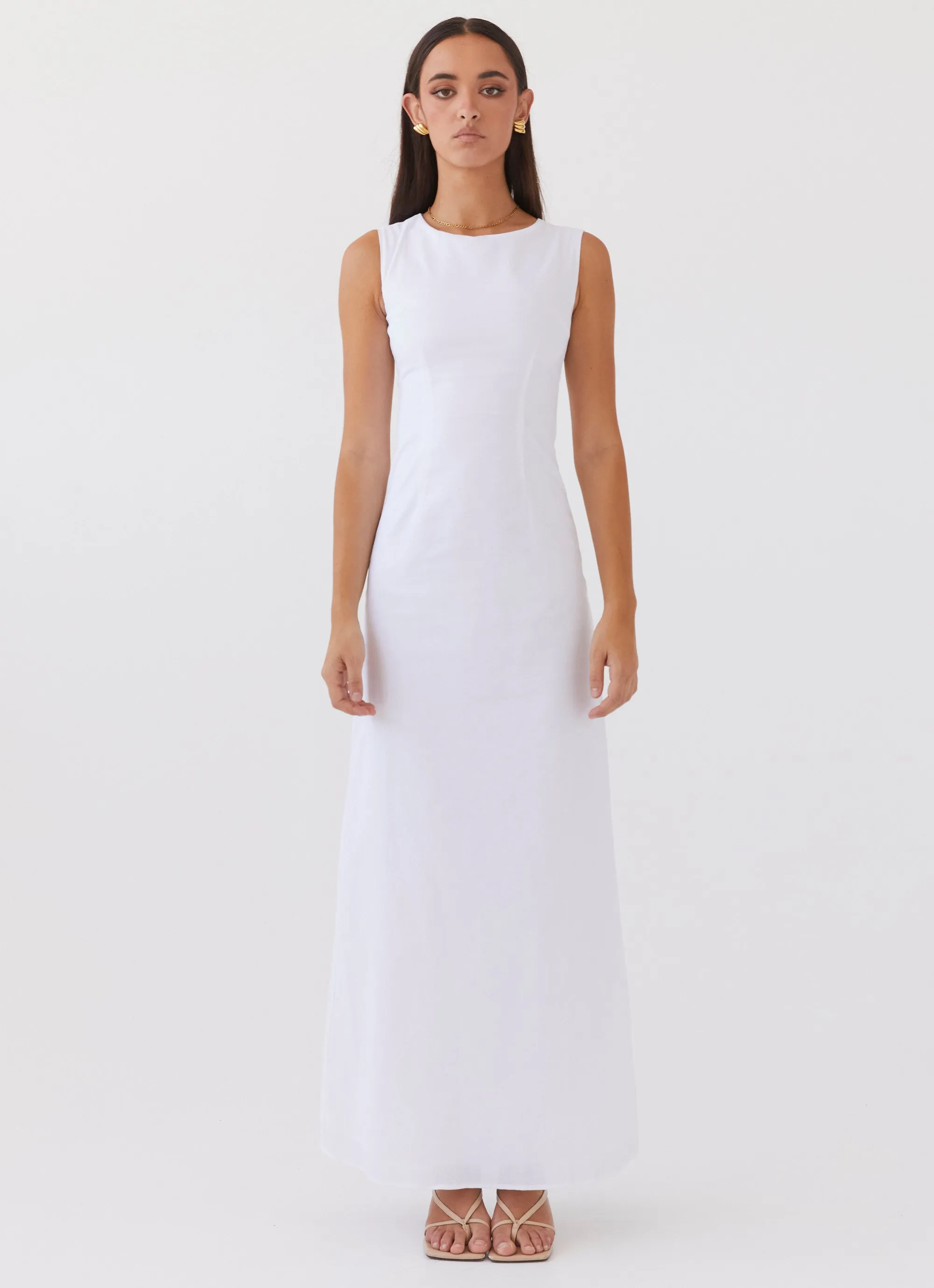 Eloise High Neck Maxi Dress - White