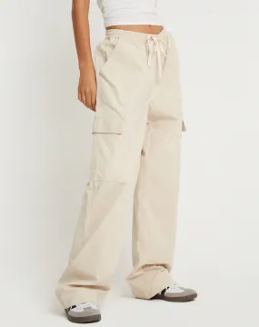 Geona Wide Leg Cargo Trouser in Ecru