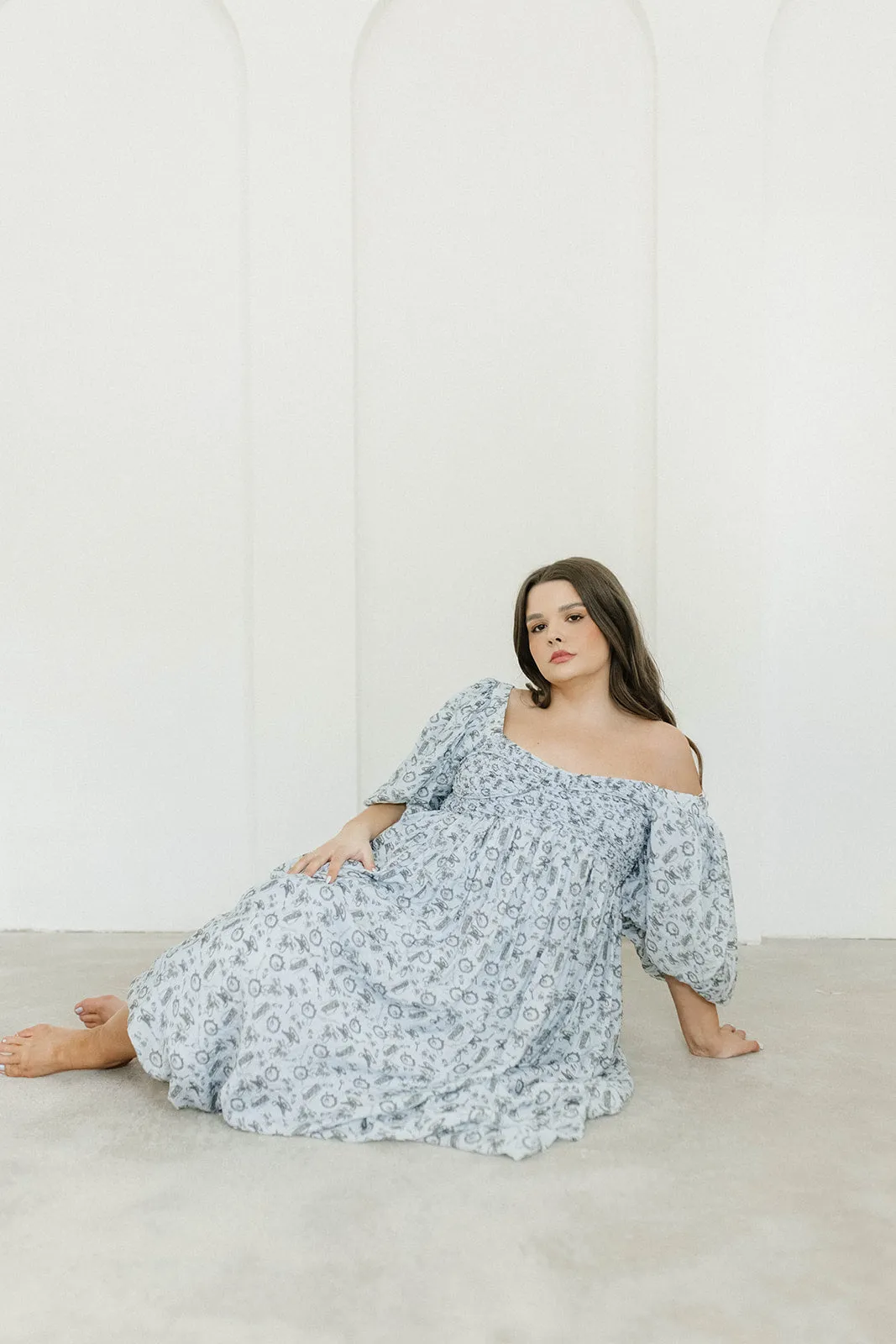 Harlow Maxi Dress in Blue Vintage Tea - Bump Friendly & Inclusive Sizing (S-XL)