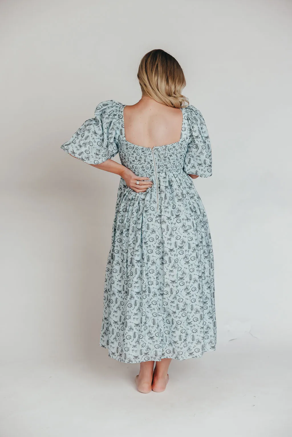 Harlow Maxi Dress in Blue Vintage Tea - Bump Friendly & Inclusive Sizing (S-XL)