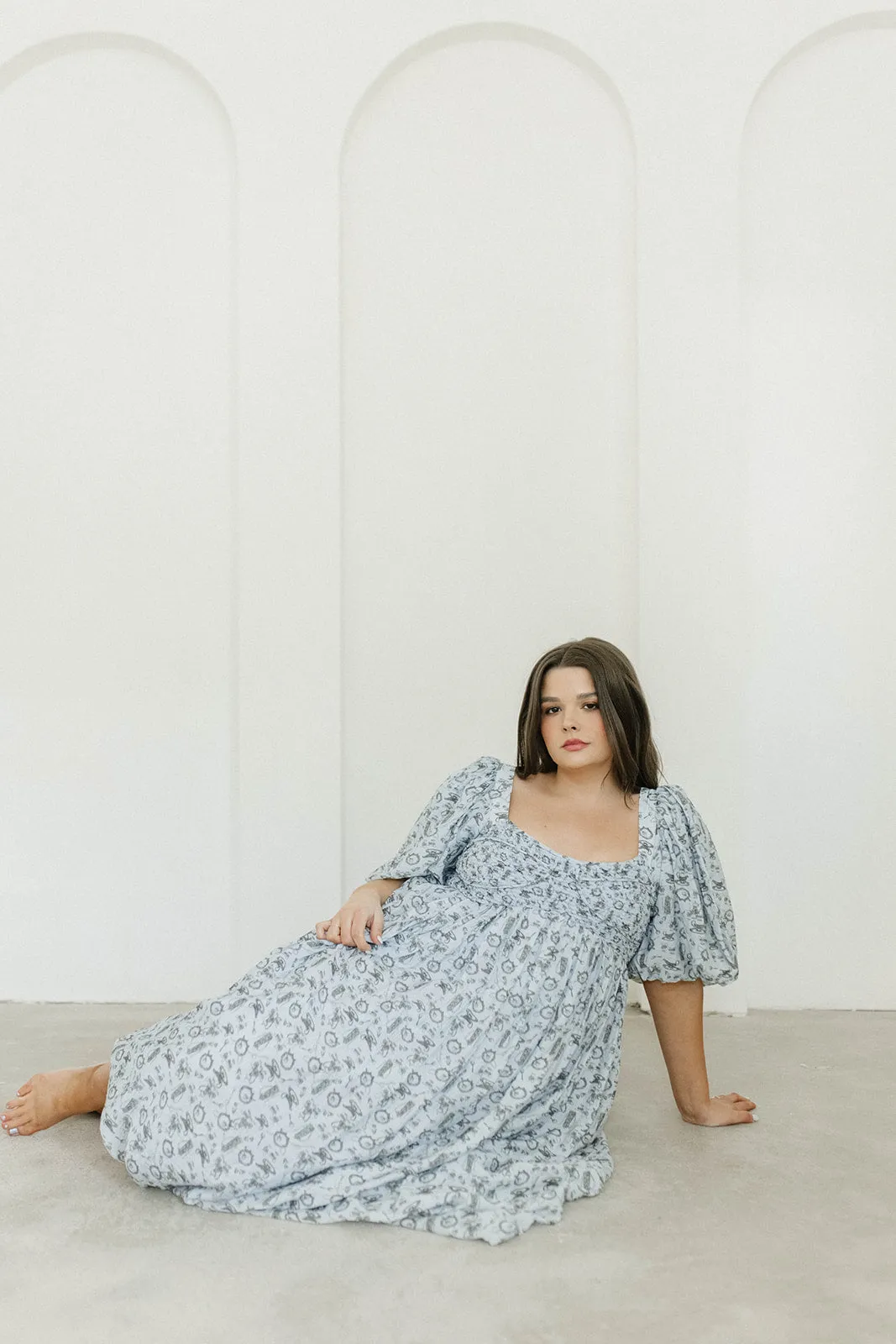 Harlow Maxi Dress in Blue Vintage Tea - Bump Friendly & Inclusive Sizing (S-XL)