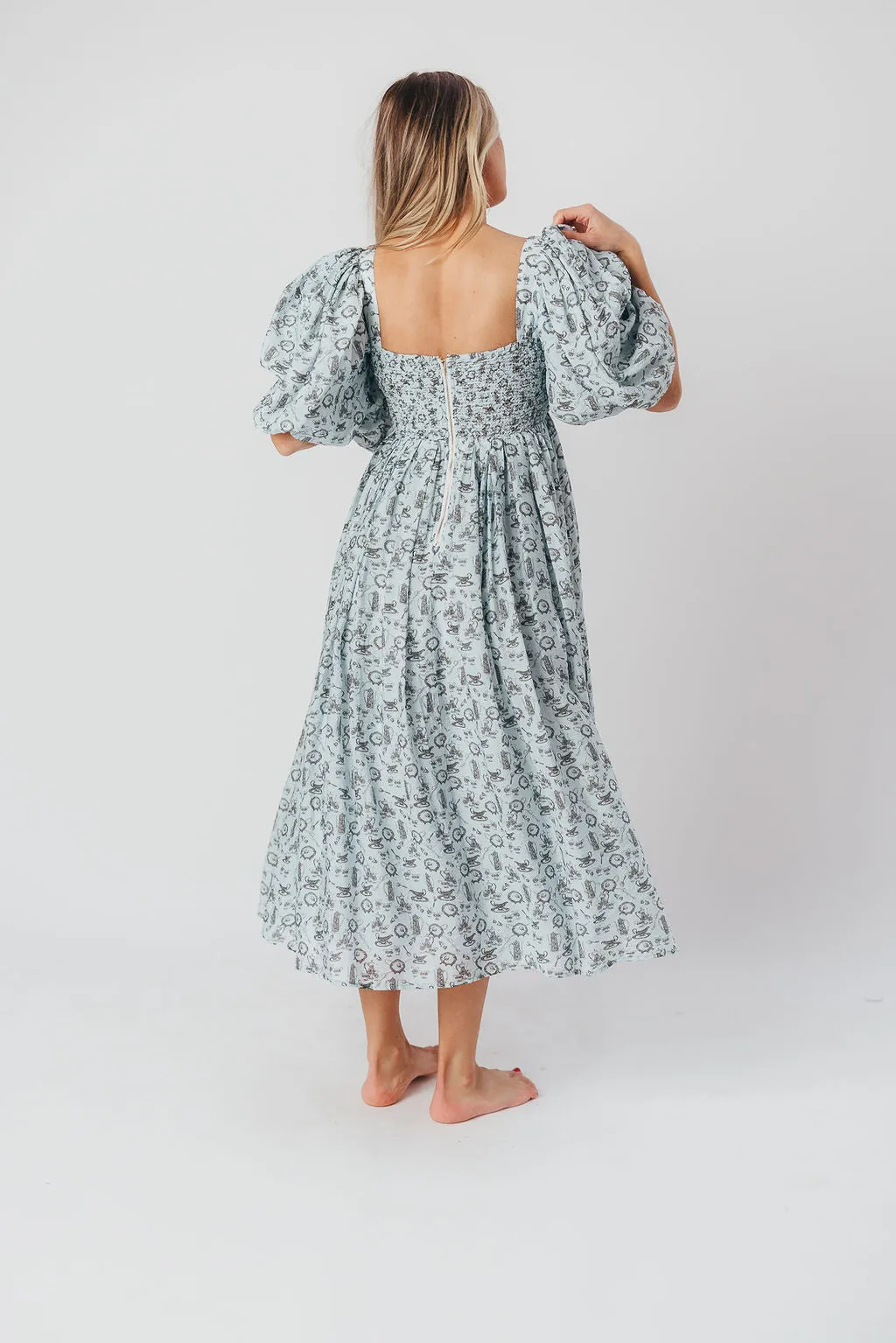 Harlow Maxi Dress in Blue Vintage Tea - Bump Friendly & Inclusive Sizing (S-XL)