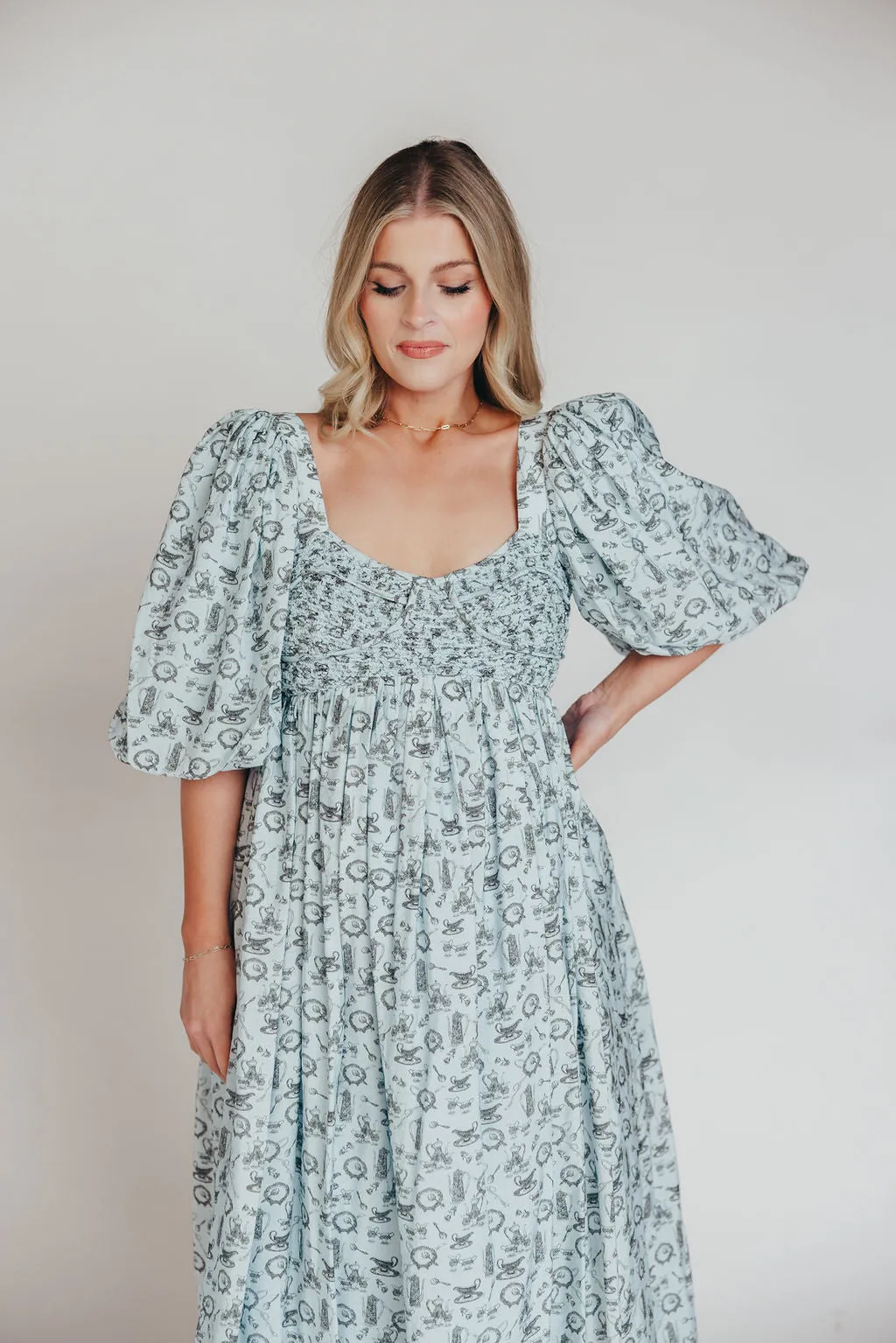 Harlow Maxi Dress in Blue Vintage Tea - Bump Friendly & Inclusive Sizing (S-XL)