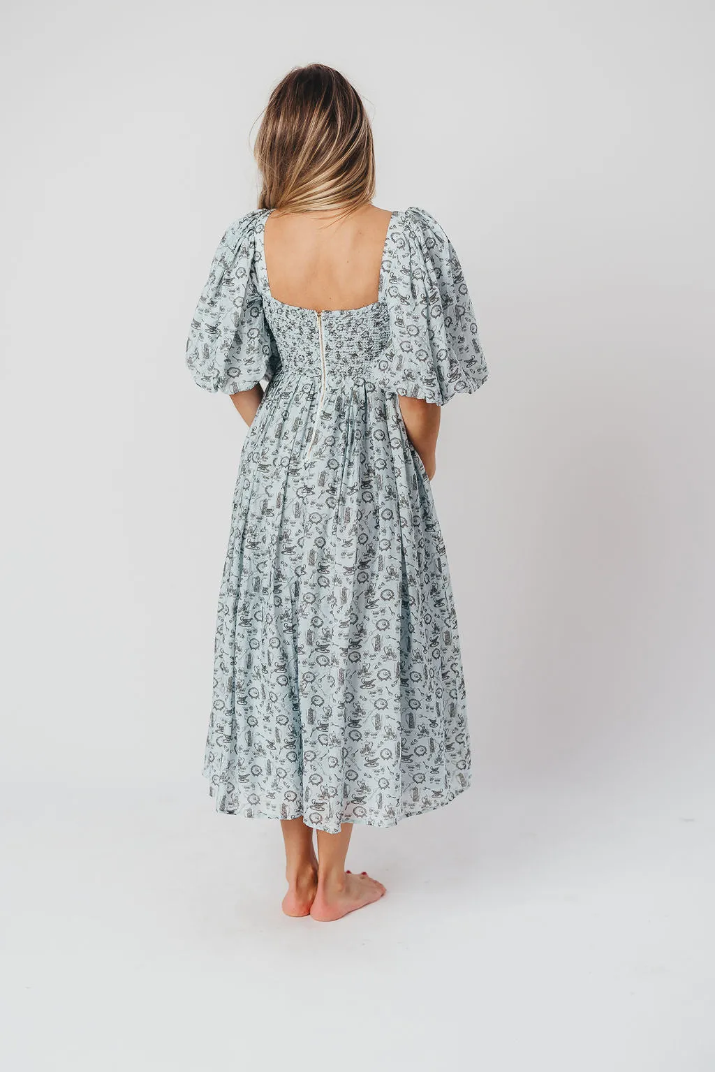 Harlow Maxi Dress in Blue Vintage Tea - Bump Friendly & Inclusive Sizing (S-XL)