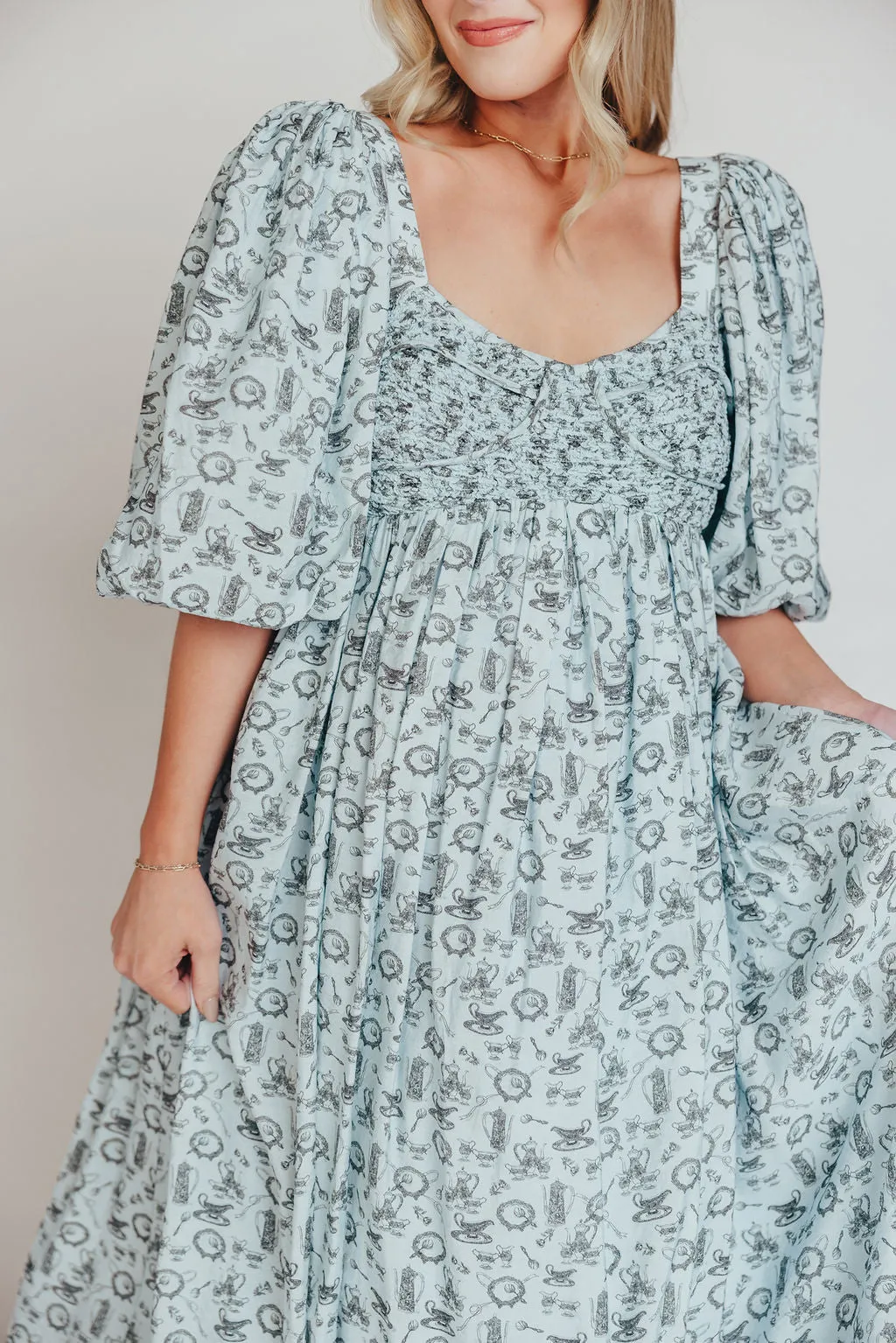 Harlow Maxi Dress in Blue Vintage Tea - Bump Friendly & Inclusive Sizing (S-XL)