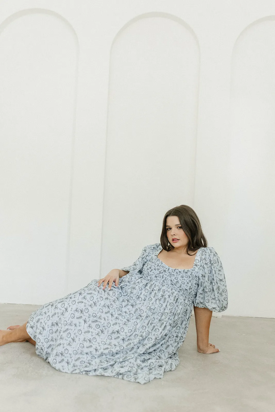 Harlow Maxi Dress in Blue Vintage Tea - Bump Friendly & Inclusive Sizing (S-XL)