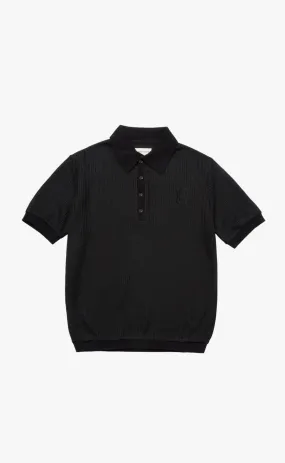 KNIT POLO BLACK T-SHIRT