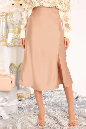 Listen To Her Champagne Midi Skirt