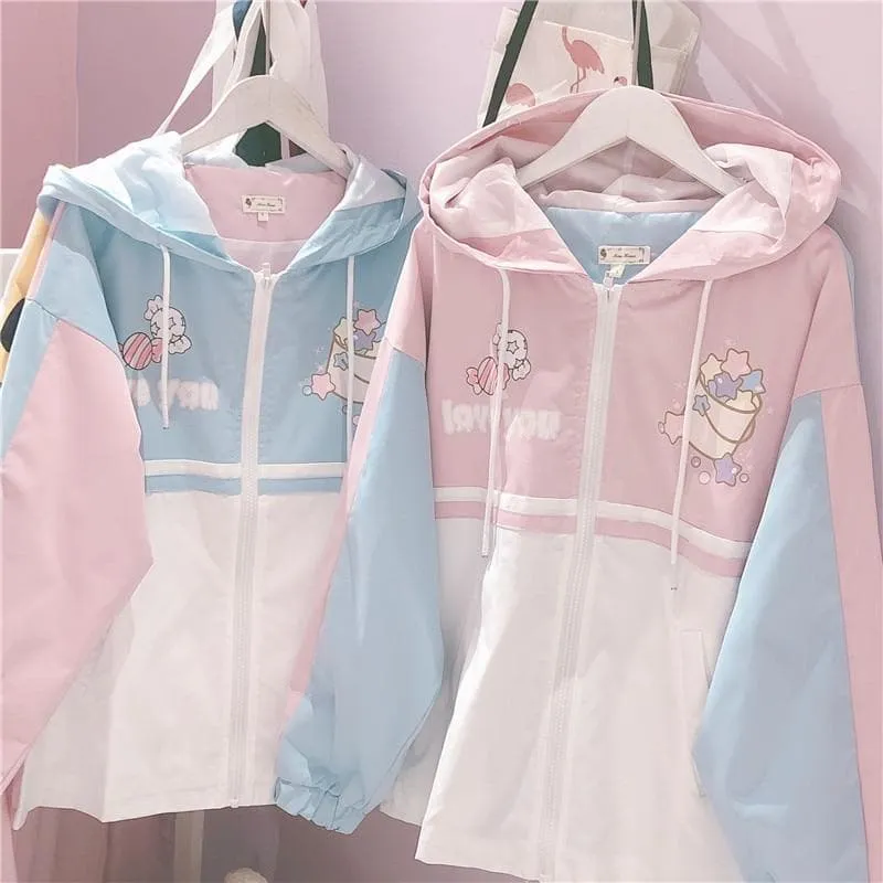 LOVE YOU Pastel Zipper Jacket