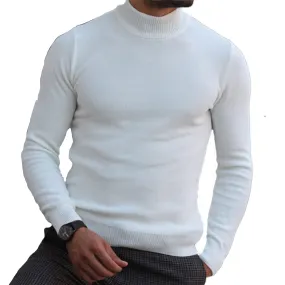 Men's White Turtle Neck Sweater