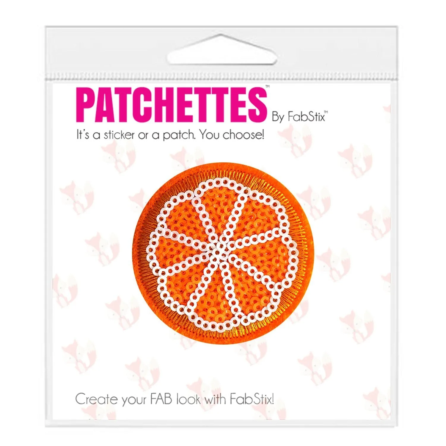 Orange Is The New Fruit UV Sequin Iron-On Patchette or Sticker