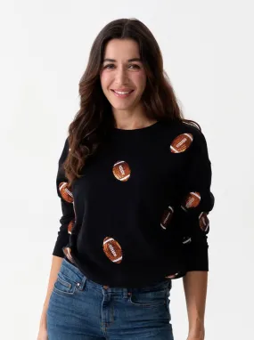 Sequin Football Sweatshirt | Black