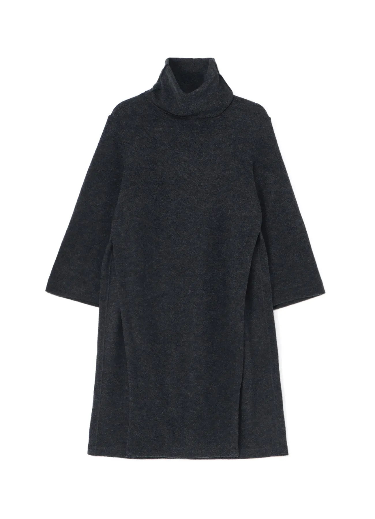 SOFT WOOL PILE PULLOVER DRESS WITH TURTLENECK