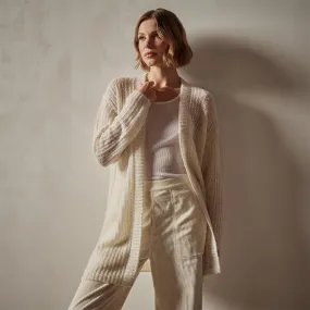 Textured Cashmere Knit Cardigan - Ivory