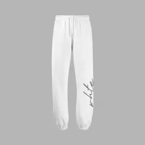 Whte Oversized Signature Sweatpants